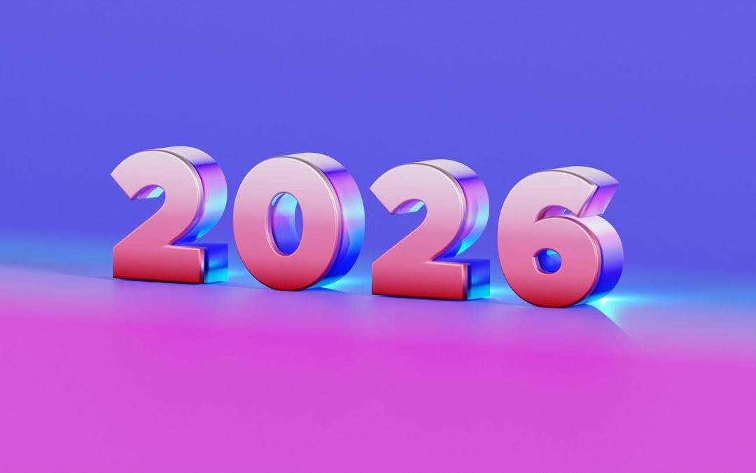 The year 2026 in metallic 3D numbers.